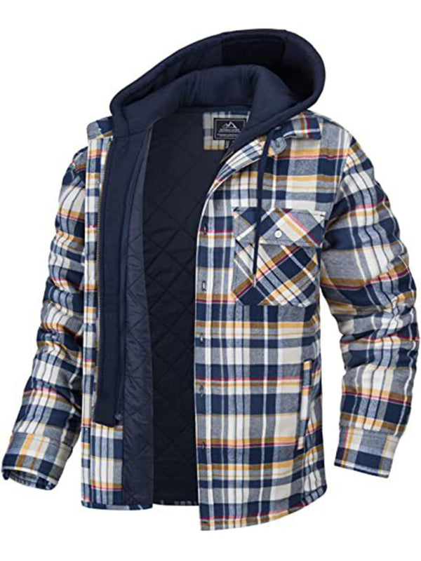 Mens Plaid Hooded Jacket
