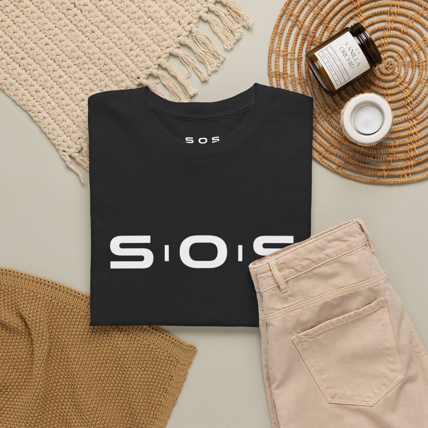 SOS Minimalist Logo T‑Shirt — Black Graphic Tee
