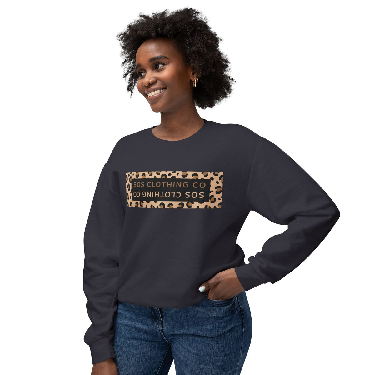 Lightweight Leopard Print Crewneck Sweatshirt