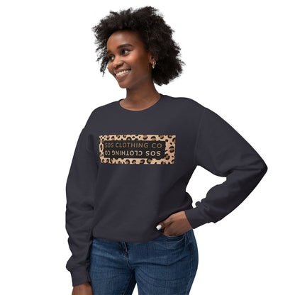Lightweight Leopard Print Crewneck Sweatshirt