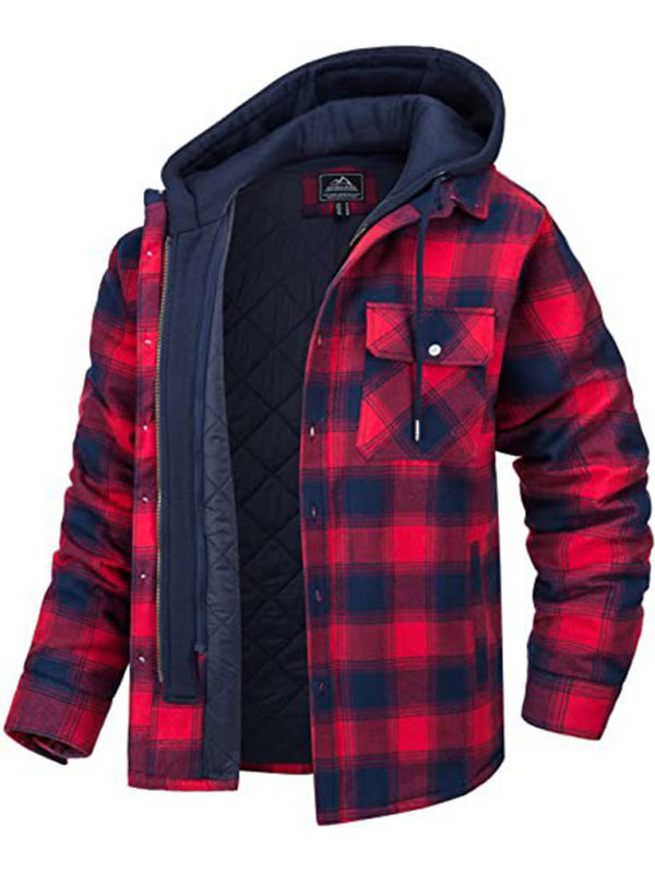Mens Plaid Hooded Jacket