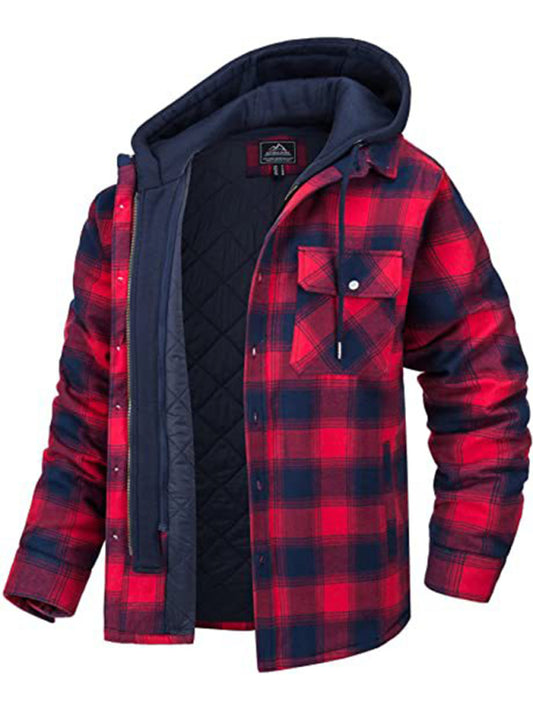 Mens Plaid Hooded Jacket
