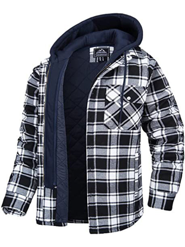 Mens Plaid Hooded Jacket