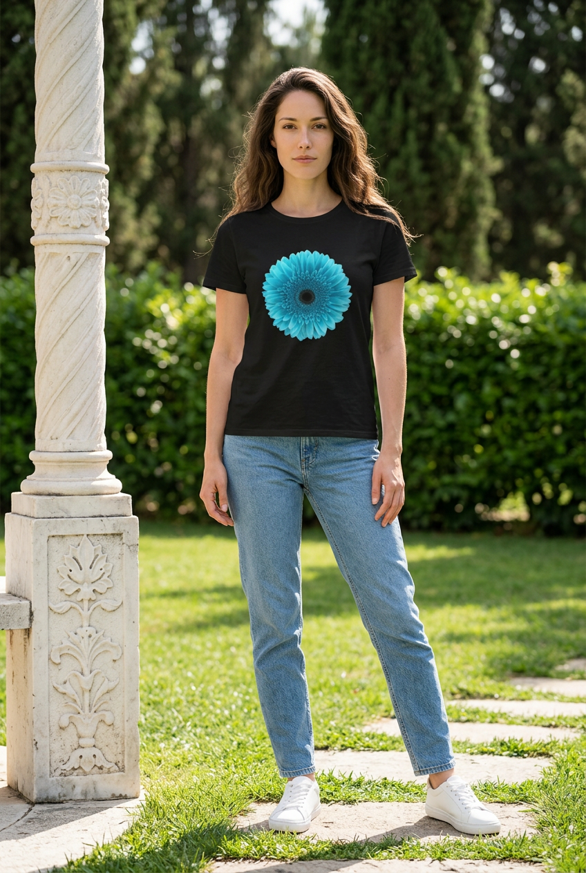 Womens Classic Tee - Blue Gerbera